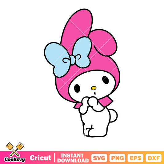 Saniro my melody svg, blue bow tie svg, cartoon for kids​ svg