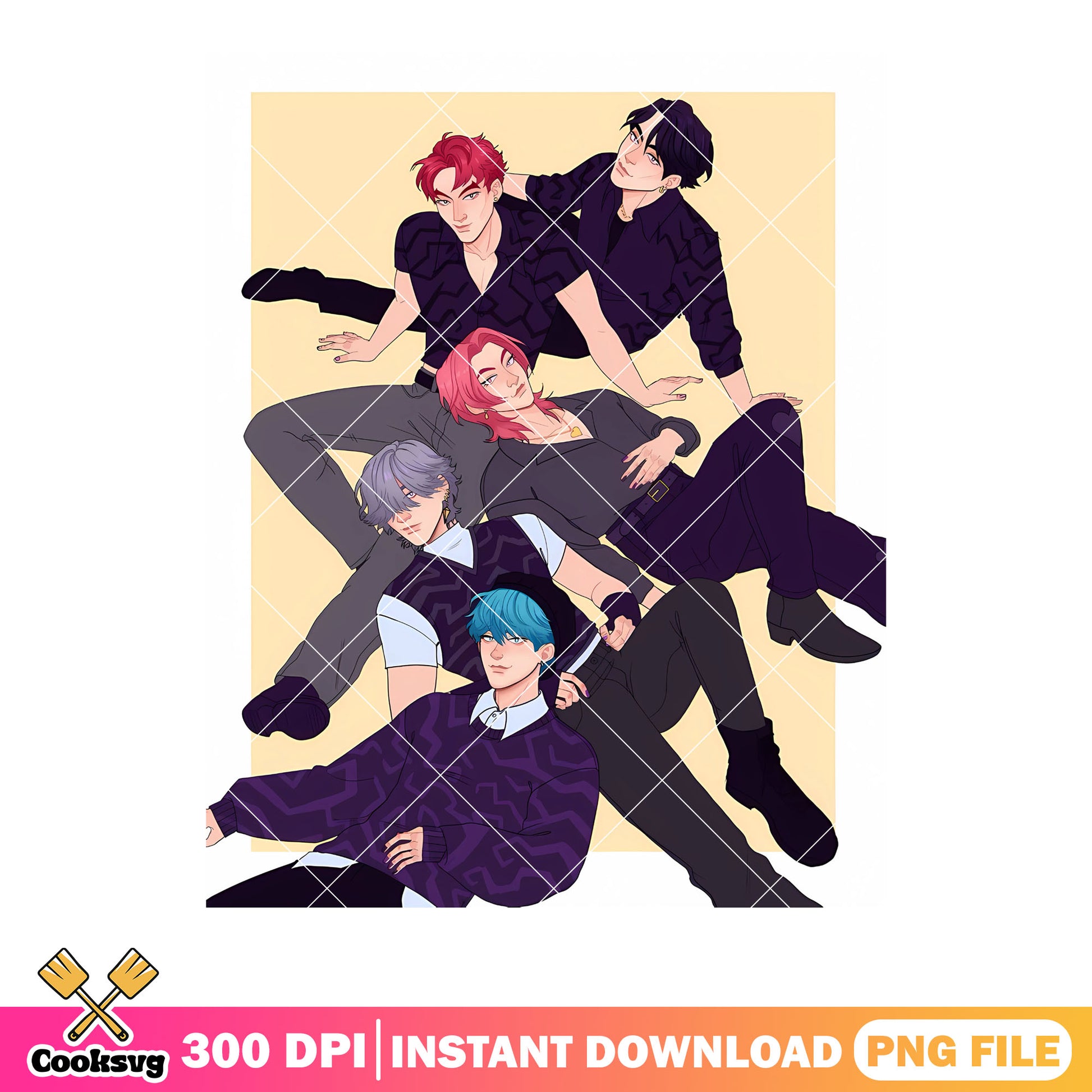 Sanja kpop boy png, group saja black png, poster concept png