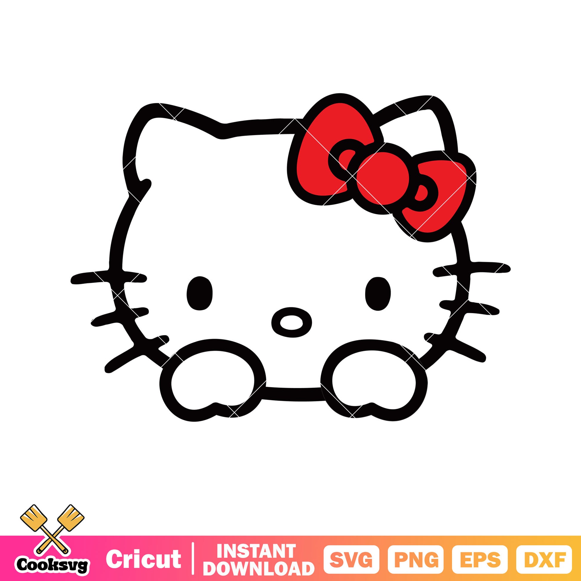 Sanrio hello kitty head red bow tie svg, hello kitty bow tie svg