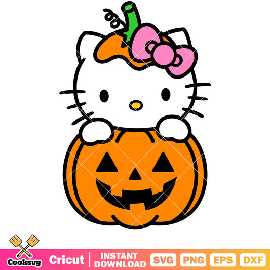 Sanrio kitty pumpkin svg, halloween hello kitty svg, sanrio cartoon svg