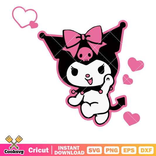 Sanrio kuromi love svg, svg hello kitty, sanrio cartoon svg
