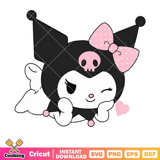 Sanrio kuromi lying svg, hello kitty svg, sanrio cartoon svg