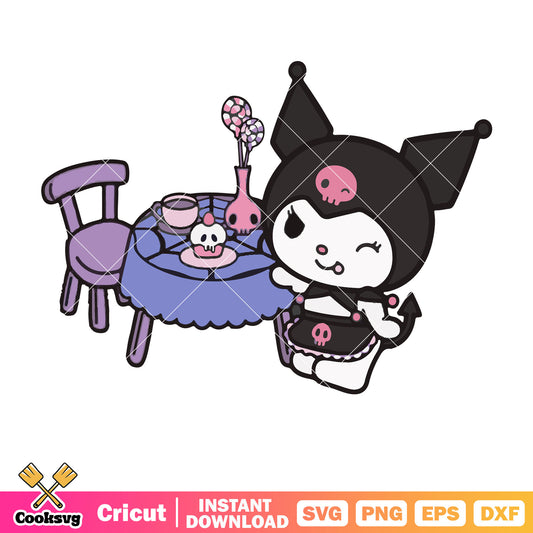 Sanrio kuromi maid design svg, sanrio characters cartoon svg