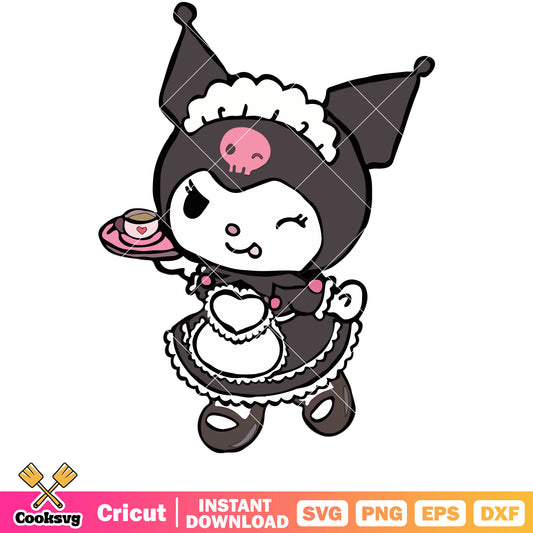 Sanrio kuromi maid svg, svg hello kitty, sanrio characters cartoon svg