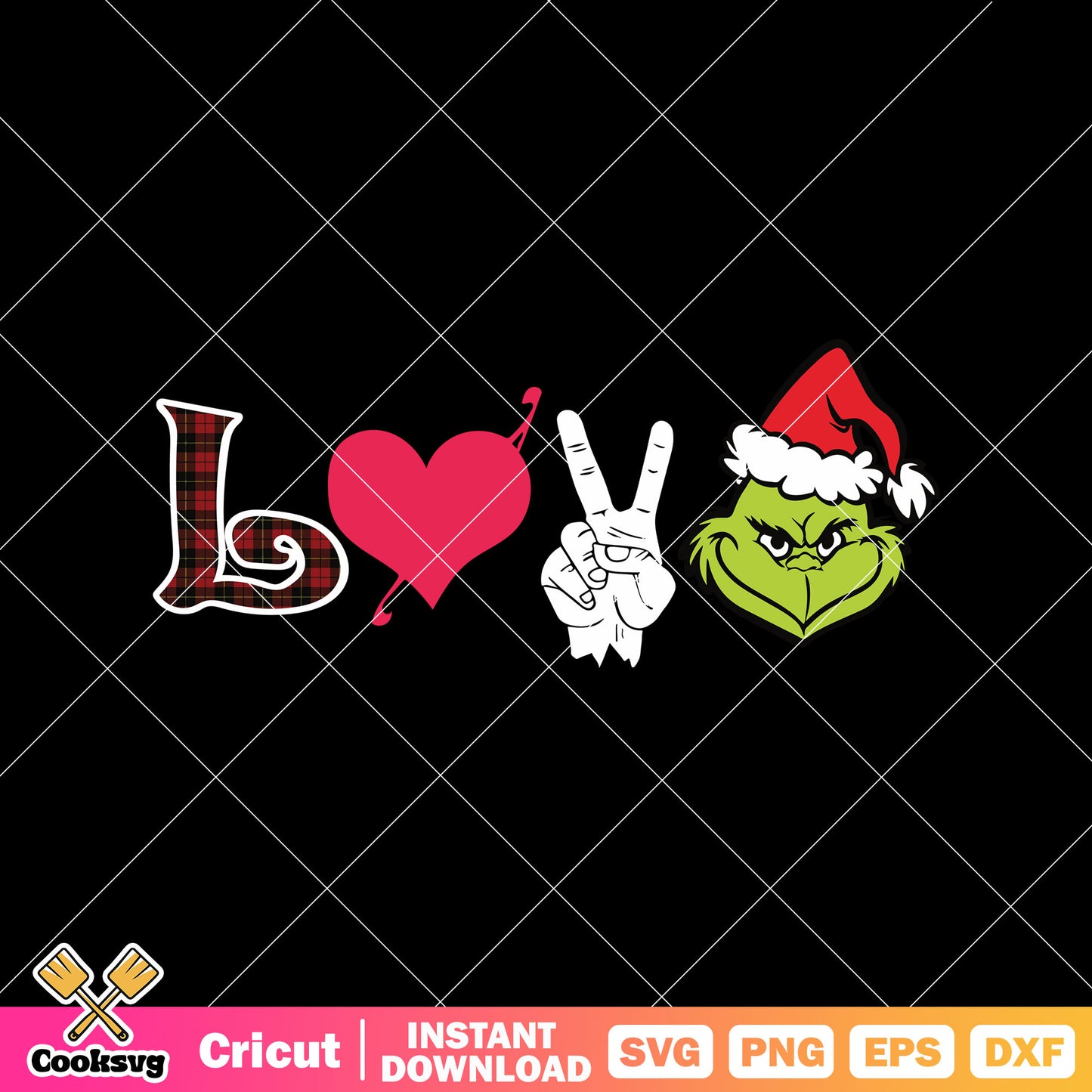 Santa Claus Peace Love Grinch Christmas svg, peace love grinch svg