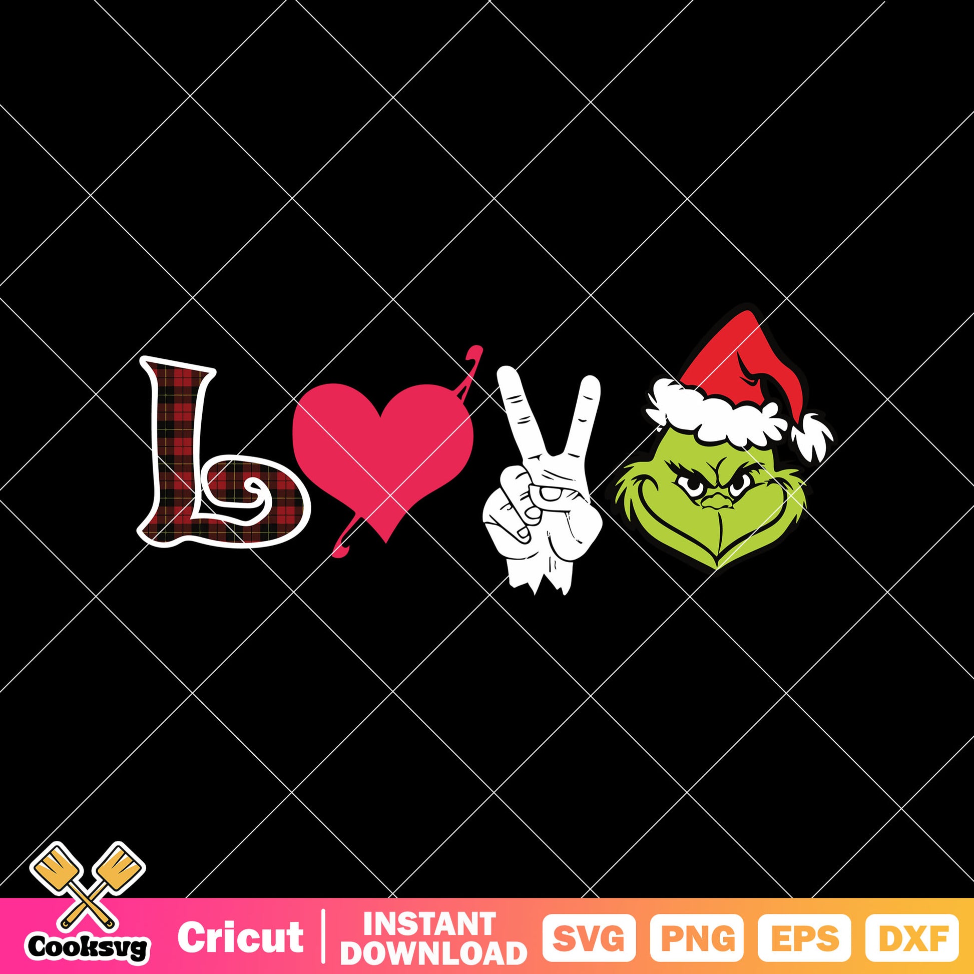 Santa Claus Peace Love Grinch Christmas svg, peace love grinch svg