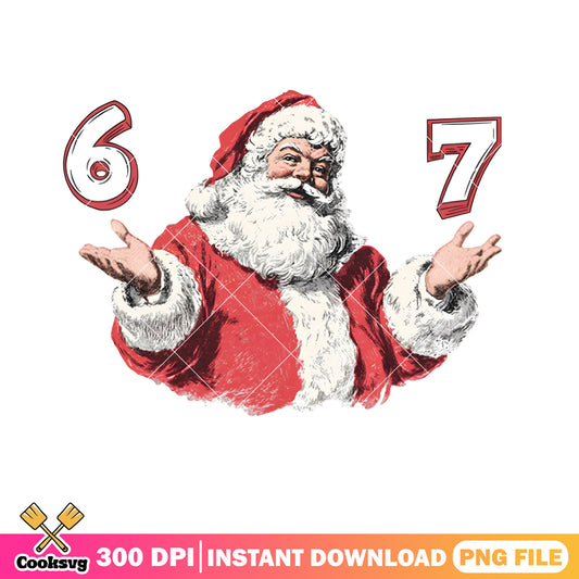 Santa and six seven trend png, santa christmas png, six seven funny png