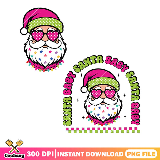 Santa baby funny png, santa pinkmas png, cute girly xmas png