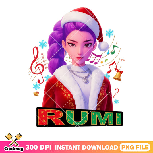 Santa claus costume christmas png, rumi huntrix png, christmas png