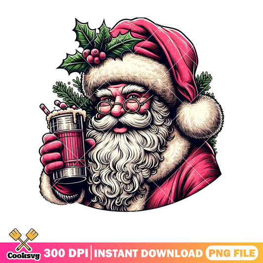 Santa claus pink christmas vibes png