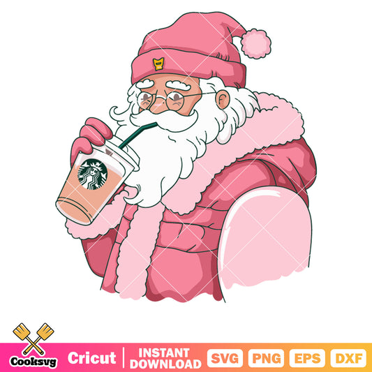 Santa claus pink vibes svg file, santa christmas svg, pink santa svg