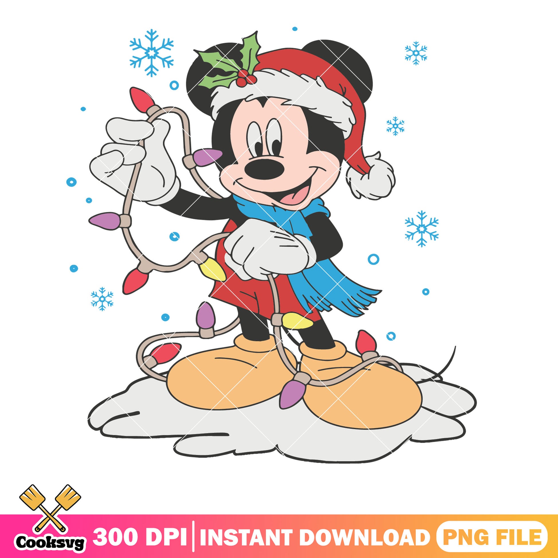 Santa costume mickey christmas png, mickey mouse png, disney lights png