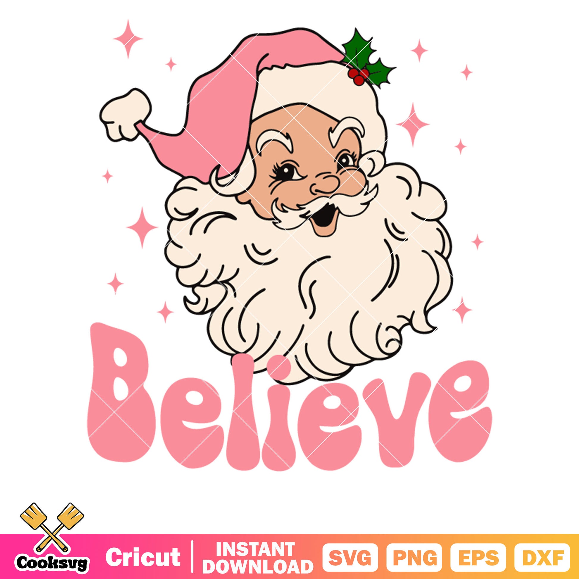 Santa face pink vibes christmas believe svg, christmas vibe svg, santa christmas svg