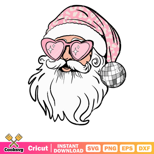 Santa face pink vibes christmas svg, christmas vibe svg, santa christmas svg