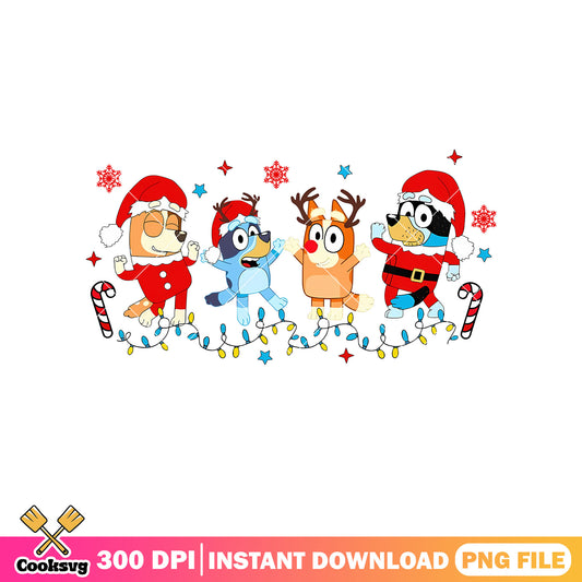 Santa hat bluey christmas funny png, christmas bluey png, bluey friends png