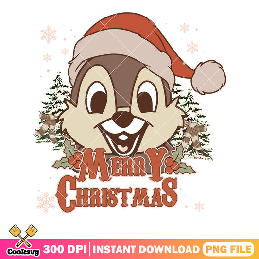 Santa hat chip christmas png, merry christmas​ png, disney christmas png
