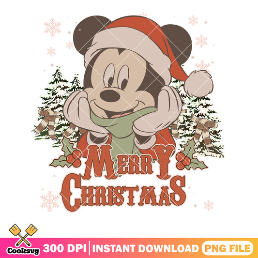 Santa hat christmas mouse png, mickey mouse png, merry christmas png