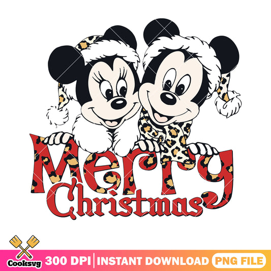 Santa hat couple xmas png, disney christmas png, mickey mouse png