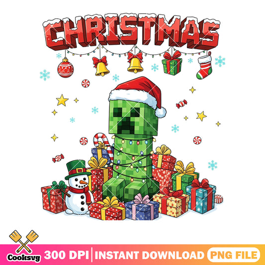 Santa hat creeper png, minecraft​ png, christmas gifts png