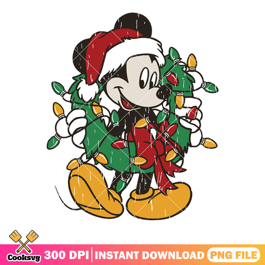 Santa hat mickey png, mickey and friends png, disney wreath png