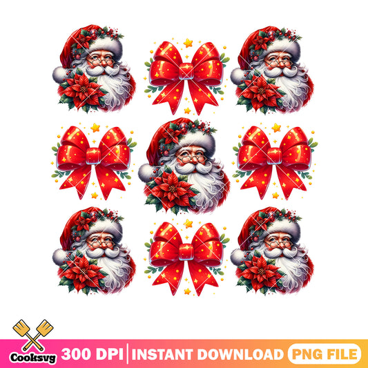 Santa head red bow tie christmas png