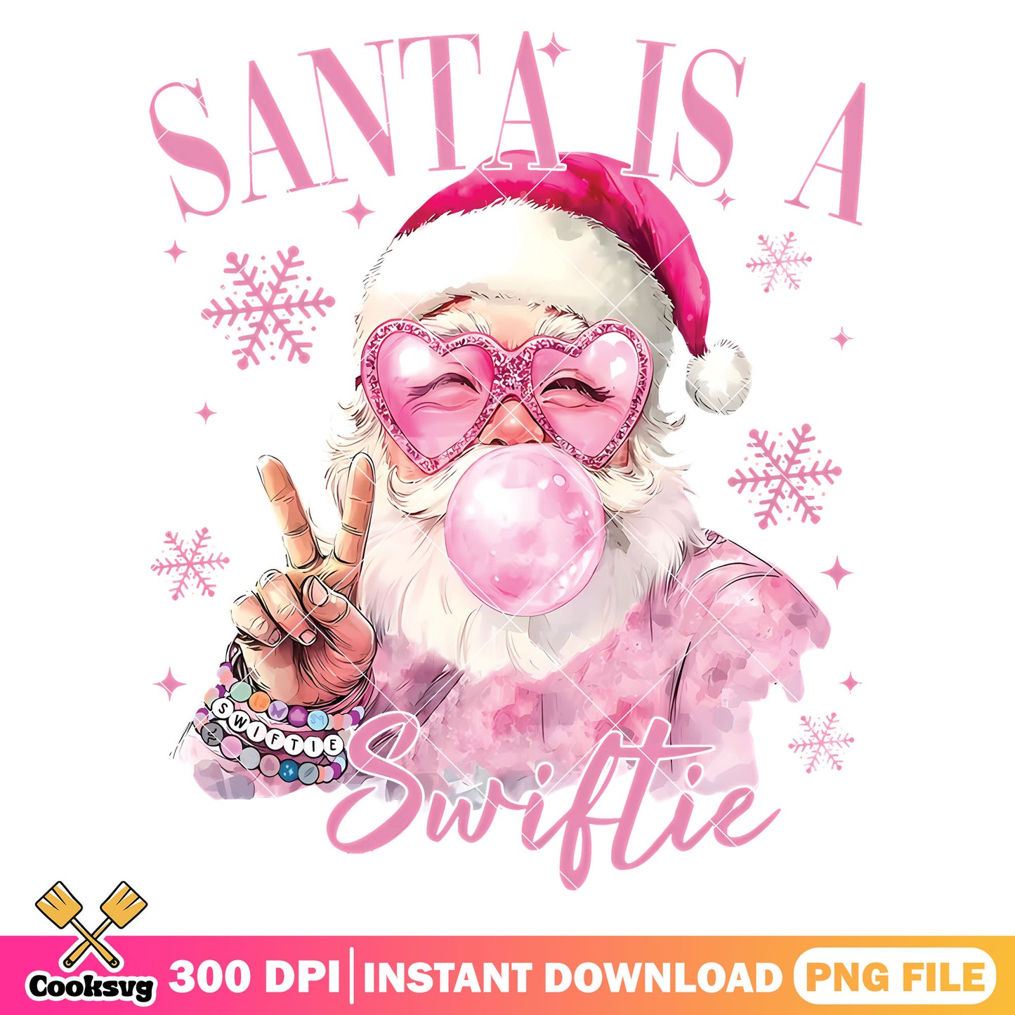 Santa is a swiftie pink christmas png, pink christmas png, christmas santa png