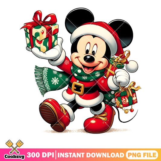 Santa mickey christmas png, disney christmas png, christmas night png