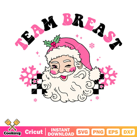 Santa pink vibes team breast svg, christmas vibe svg, santa christmas svg