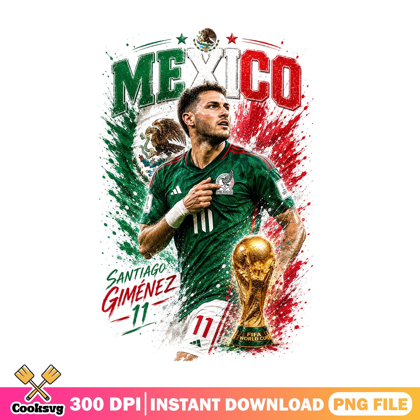 Santiago Gimenez Mexico Soccer PNG, El Tri PNG, World Cup PNG
