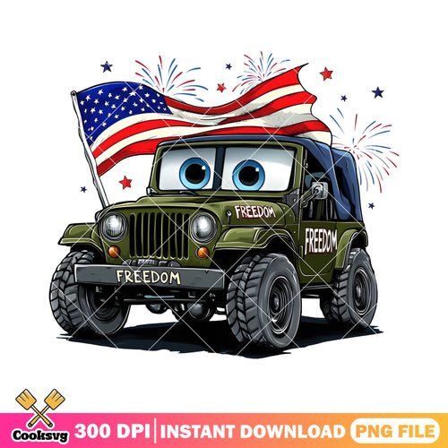 Sarge truck car america png, disney car png, 4th of july day png