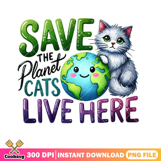 Save the planet cats live here png, google earth day quiz png