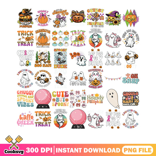 Say boo to drugs png bundle, spirit babies​ png, pink crystal ball​ png