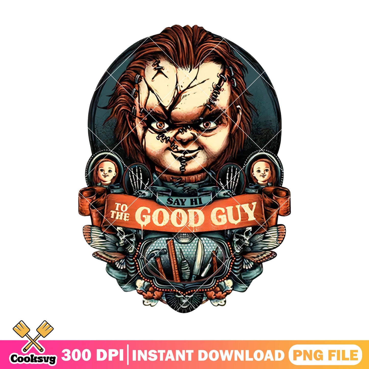 Say hi to the good guy chucky character png, child's play png