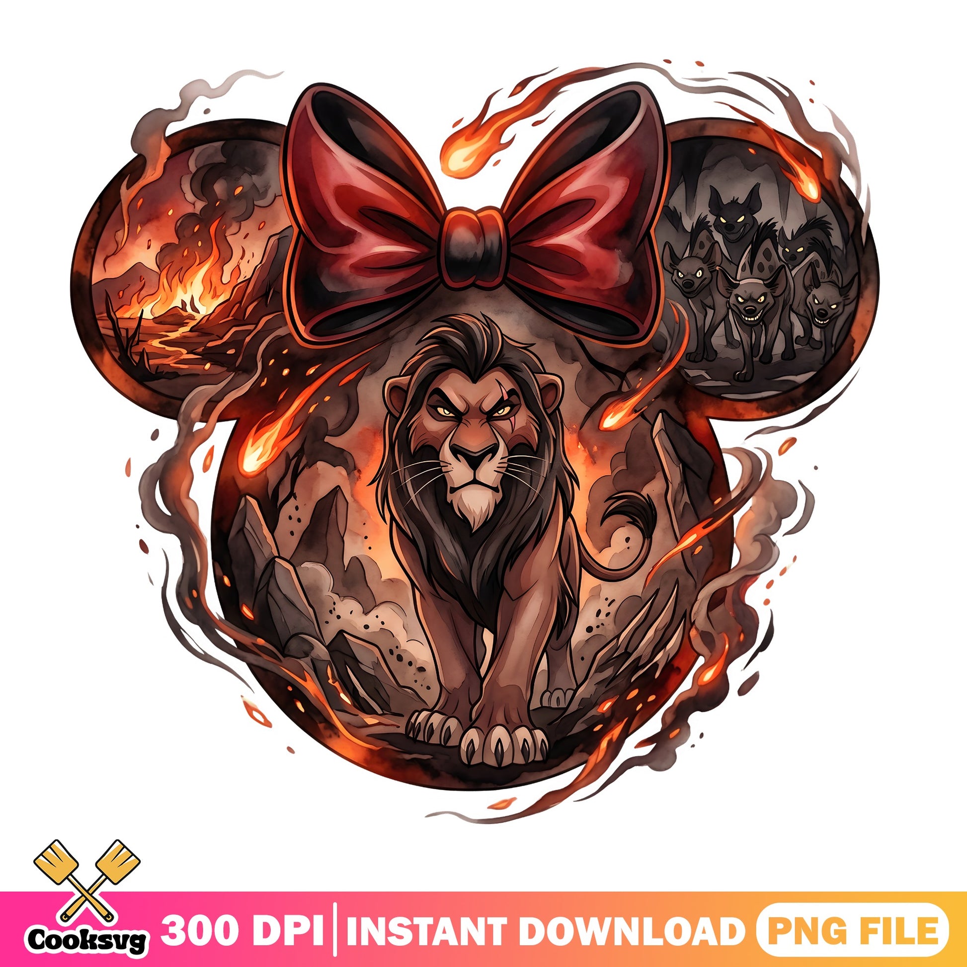 Scar Lion King Minnie Ears PNG, Disney Villain PNG, Lion King PNG
