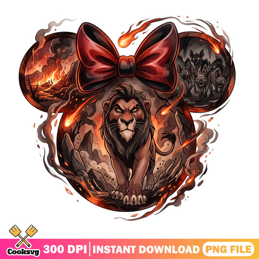 Scar Lion King Minnie Ears PNG, Disney Villain PNG, Lion King PNG