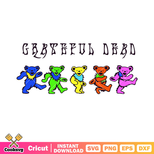 Scary Gratefule dead svg, dancing bear svg, orange bear svg