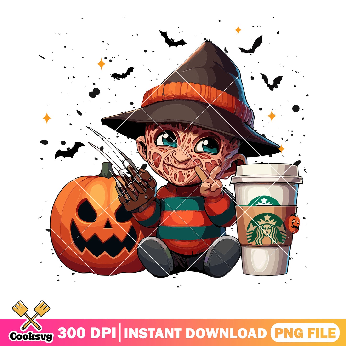 Scary bats Freddy krueger png, jack o lantern png, halloween scary png