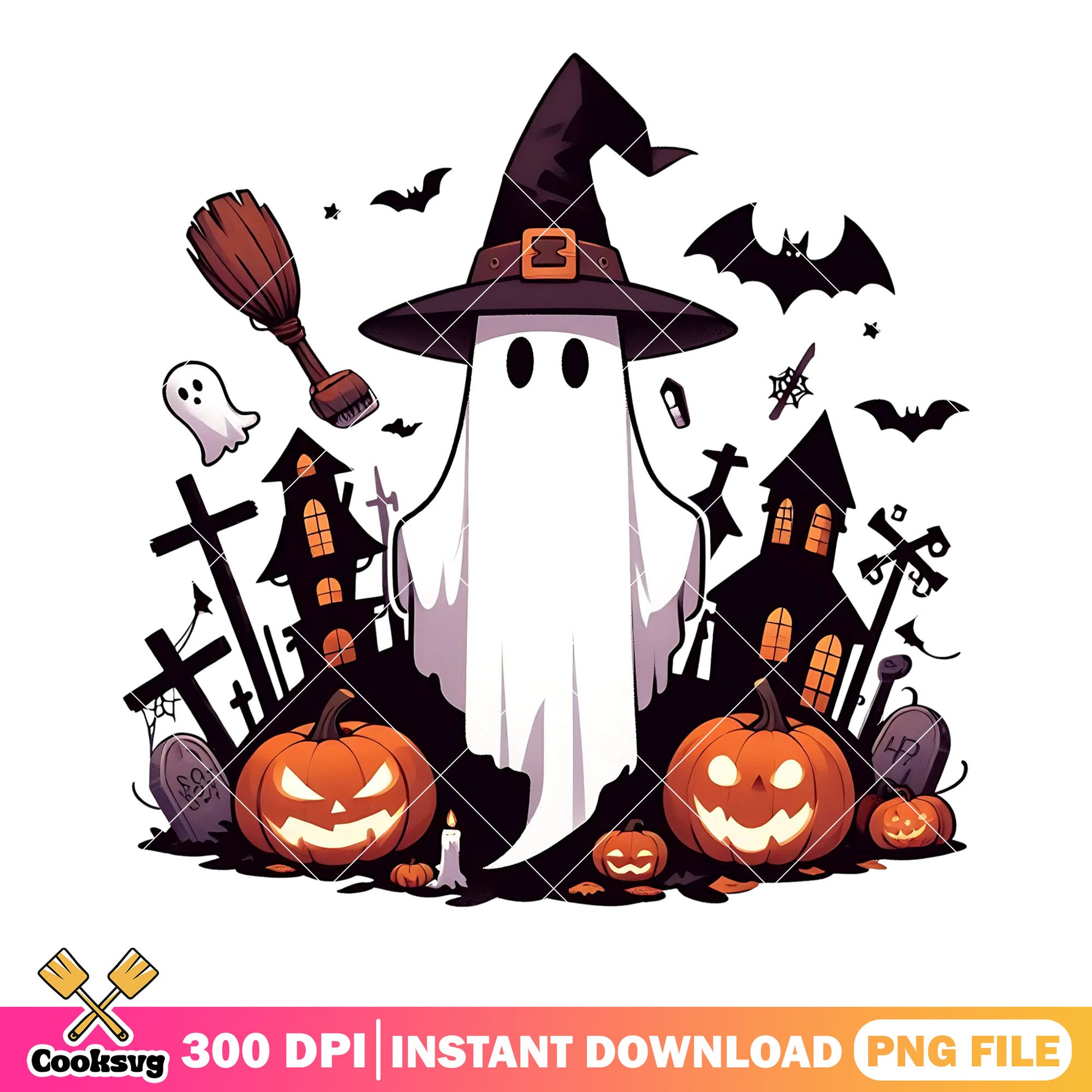 Scary bats Wicker pumpkin png, witches hat png, spooky halloween png