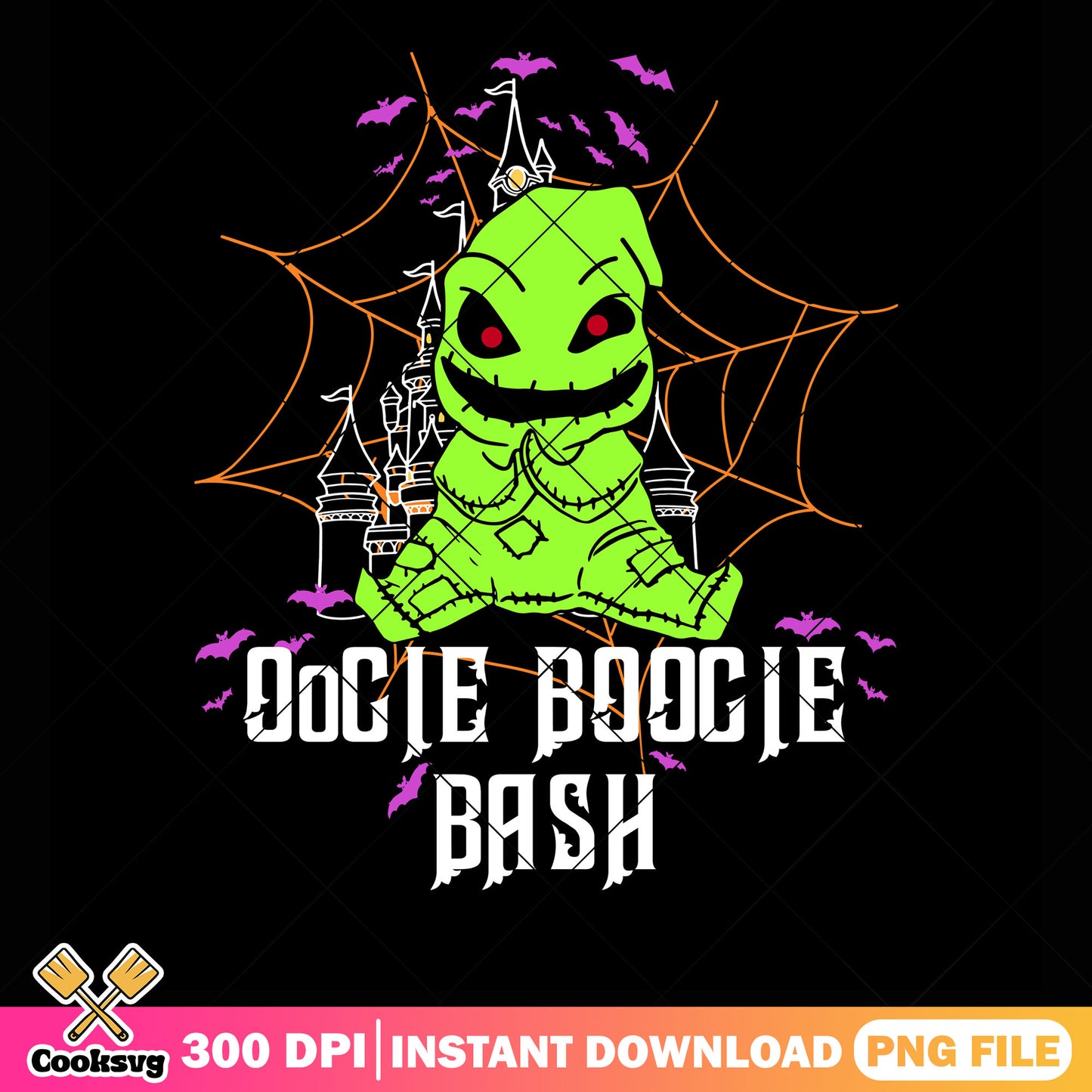 Scary bats oogie boogie png, spider web png, spooky halloween png