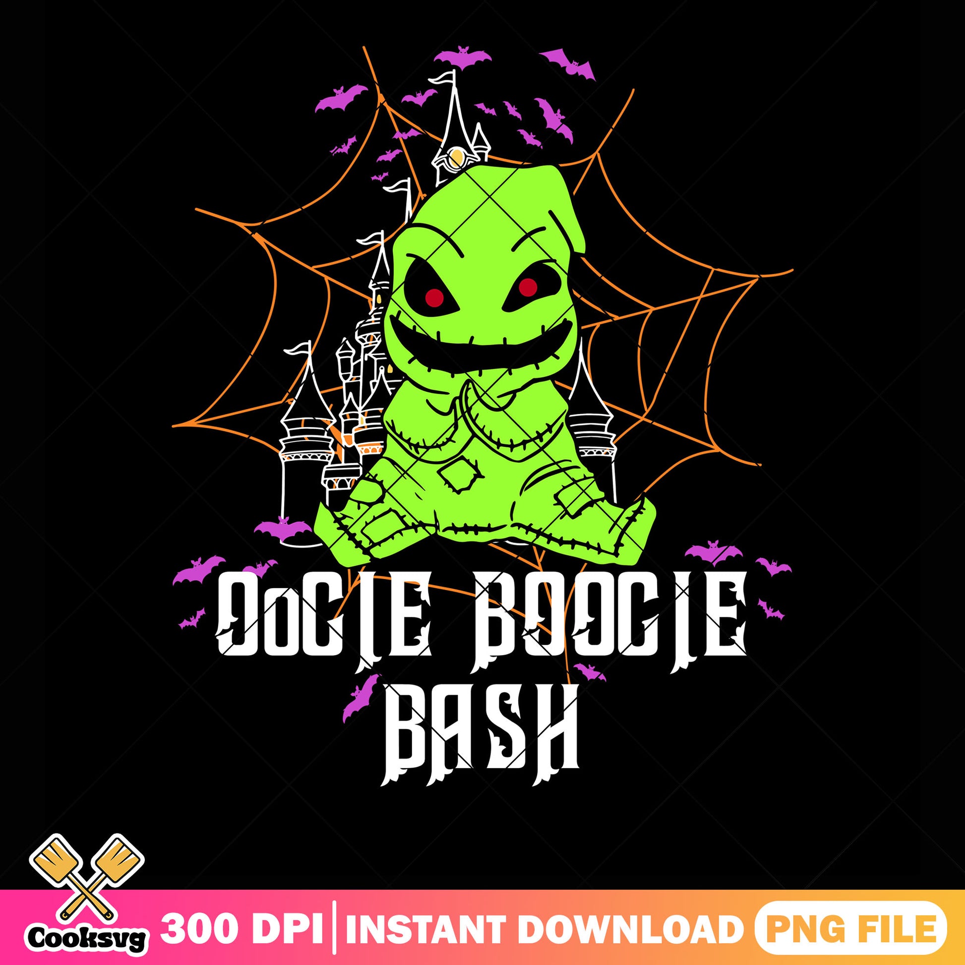 Scary bats oogie boogie png, spider web png, spooky halloween png