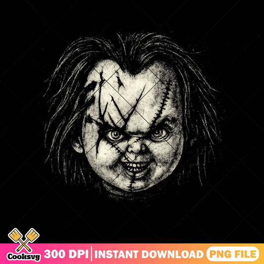 Scary chucky design png, horror chucky png, halloween chucky png
