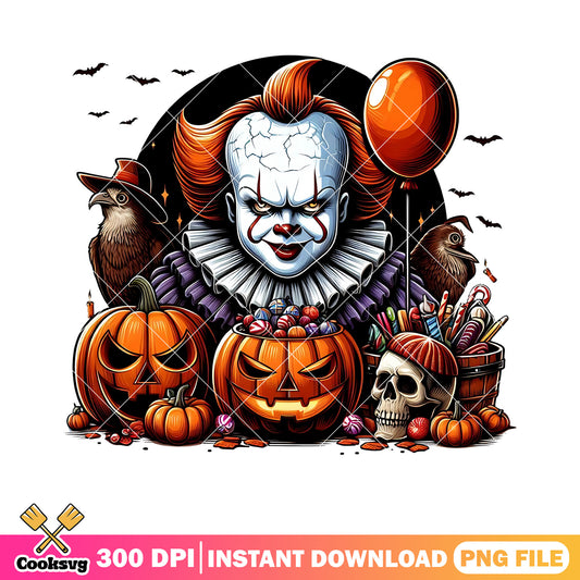 Scary clown red balloon png, jack o lantern png, scary halloween png