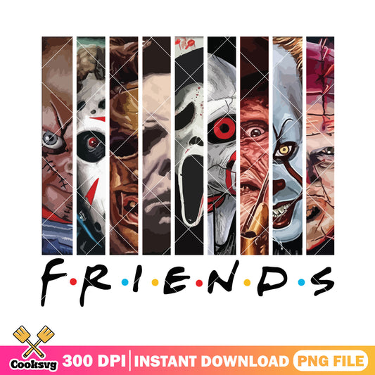 Scary friends halloween killers face design png, halloween movie in order png