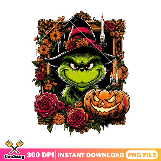 Scary grinch pumpkin png, grinch halloween png, horror cartoon png