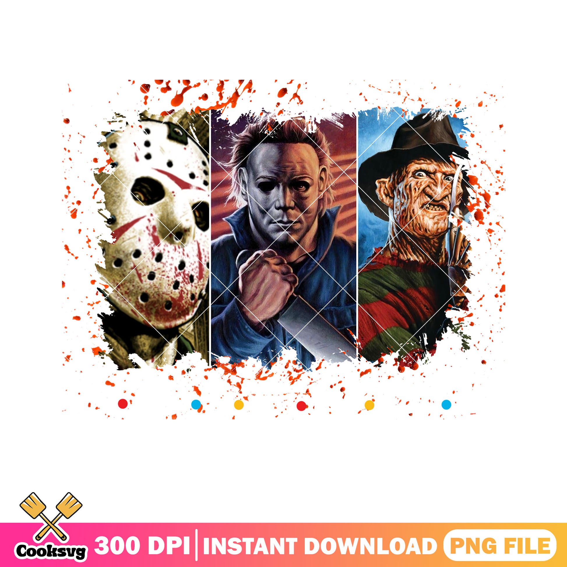 Scary killers friends design png, best halloween movies png