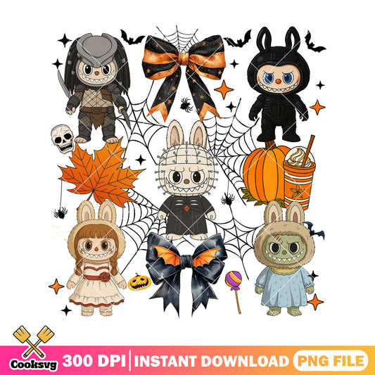 Scary labubu characters png, happy halloween png, labubu halloween png