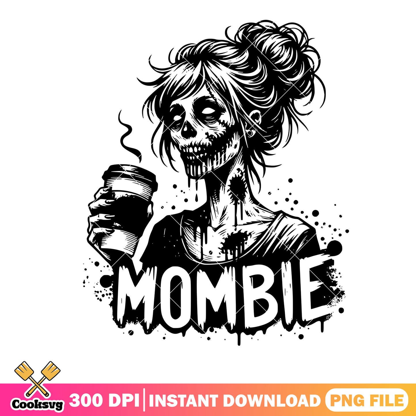 Scary zombie never die png, mombie png, scary halloween png