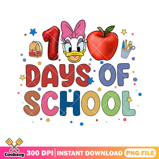 School 100 days design png, back to school decor png, daisy duck png