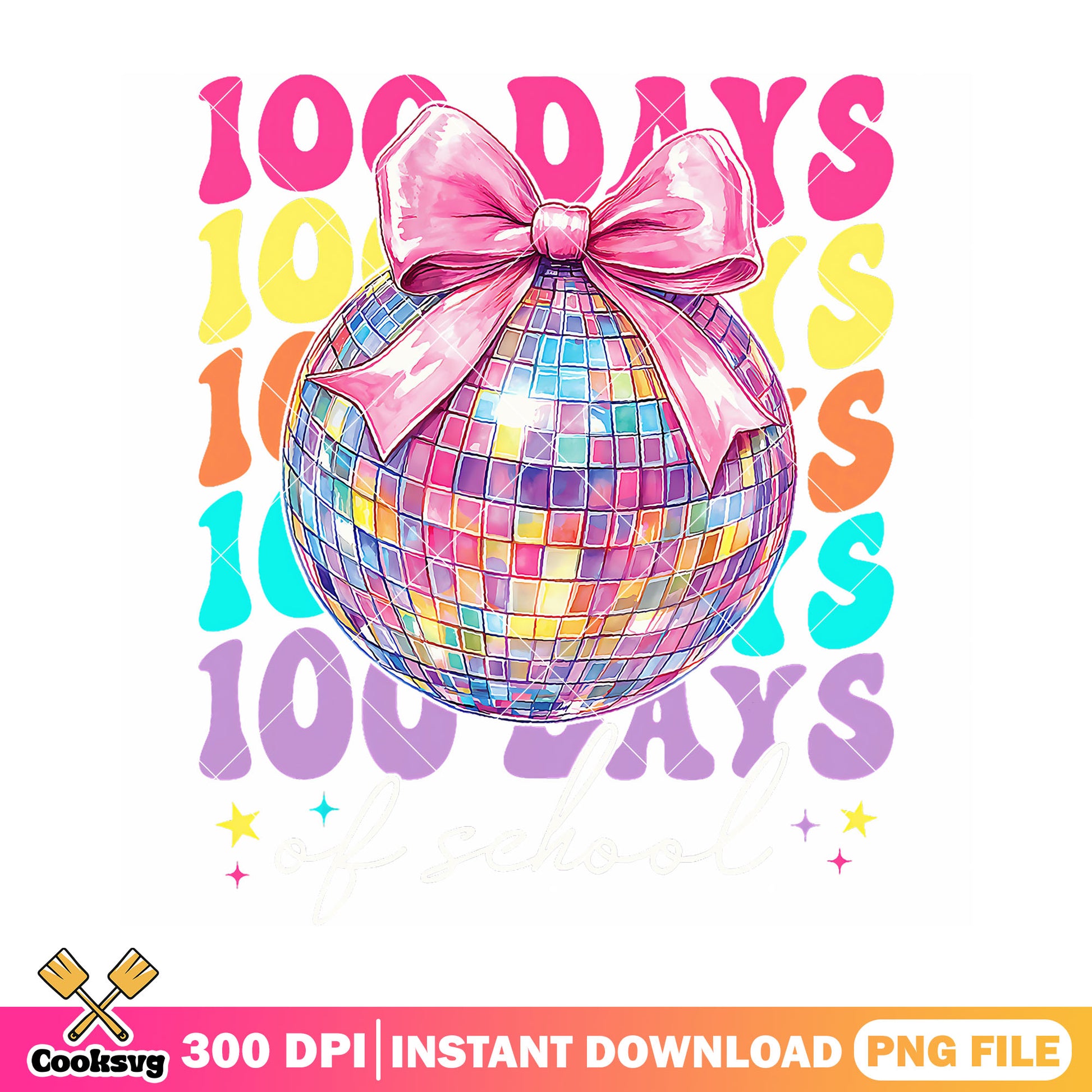 School 100 days illustration png, disco ball png, go back to school png