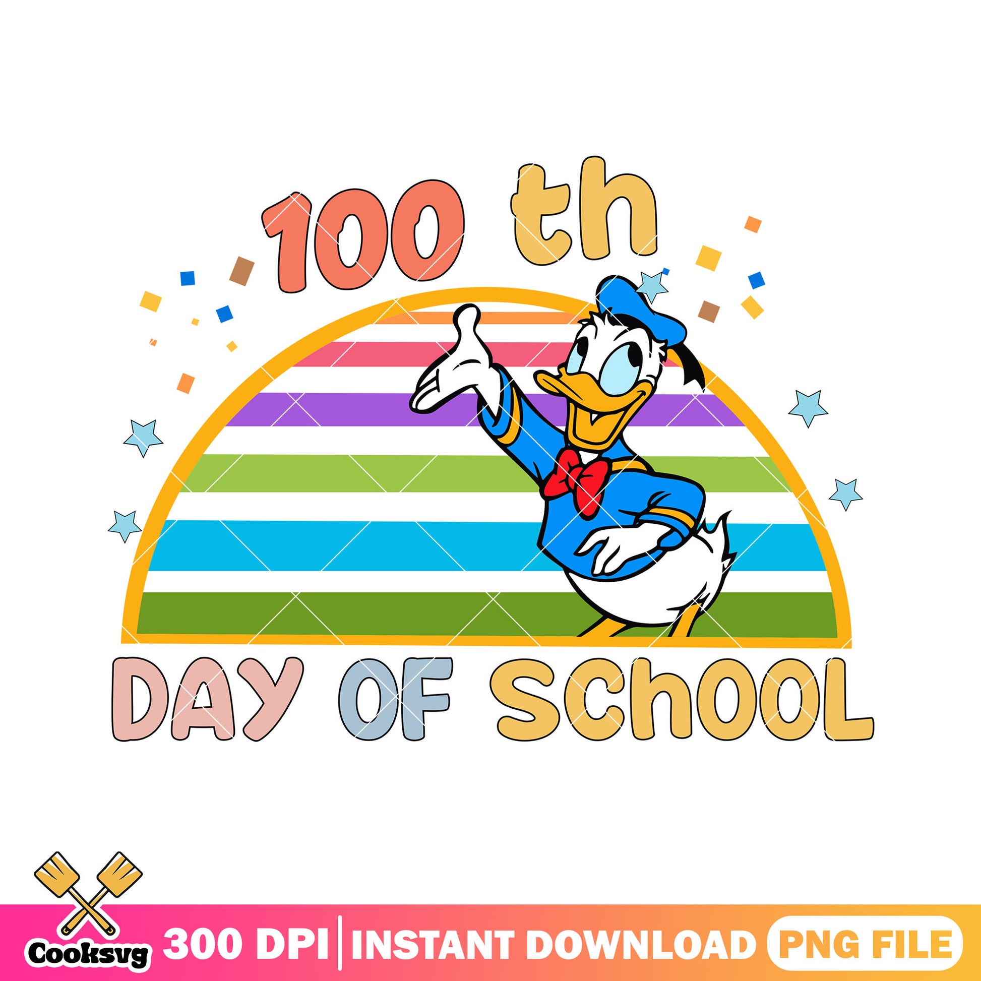School 100 th donald png, donald cute png, back to school art png